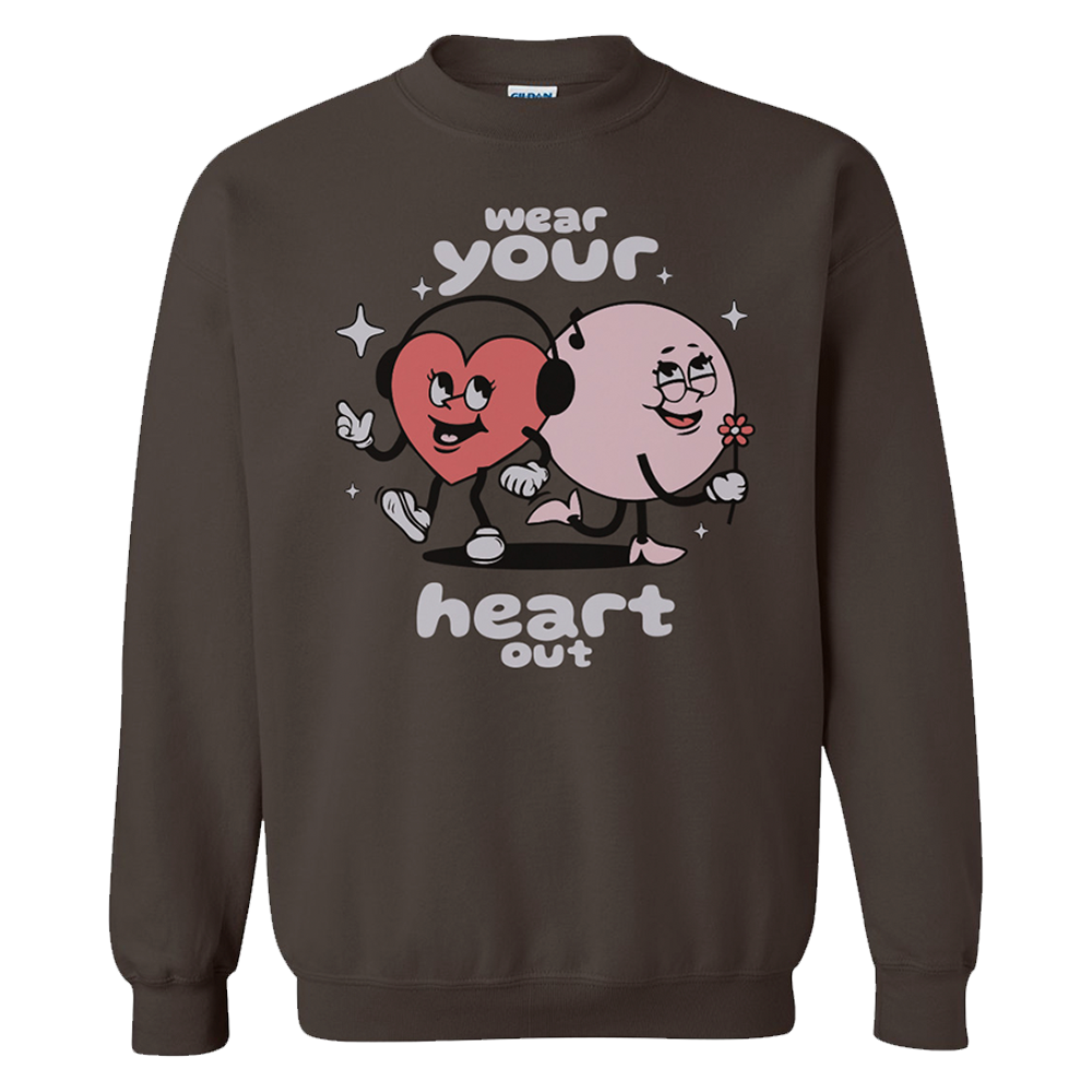 wear your heart out crew - chocolate brown